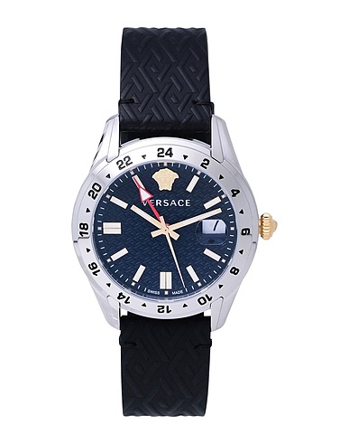VERSACE Orologio da polso GRECA TIME GMT(WC-7C)
 Nero Acciaio Inox, Pelle