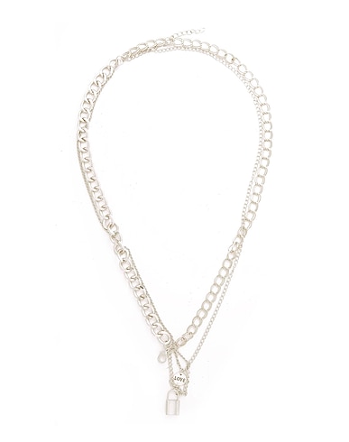 8 by YOOX Collier MULTIPLE CHAINS & PADLOCK PENDANT SET
 80% Fer, 20% Alliage