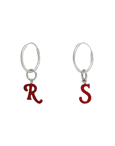 RAF SIMONS Earrings Red 100% Silver