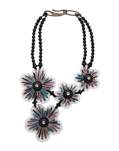 GIORGIO ARMANI Halskette Schwarz 62% Andere Fasern, 20% Glas, 10% Polyester, 5% Kupfer, 3% Swarovski® Kristall