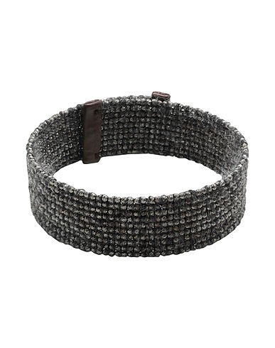 BRUNELLO CUCINELLI Necklace Grey Metal, Textile fibers, Leather