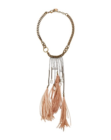 TWINSET Necklace Bronze 100% Brass, Glass, Ostrich feathers