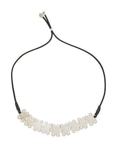 RED(V) Necklace Silver Textile fibers, Metal
