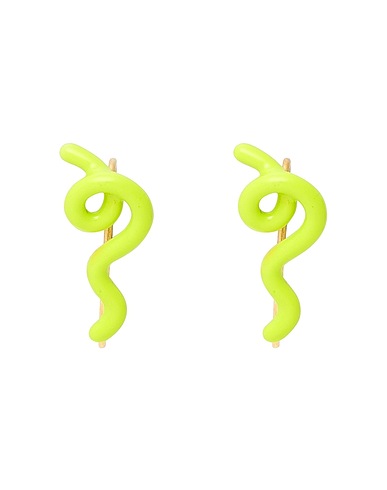 BEA BONGIASCA Earrings Lime green Metal, Enamel