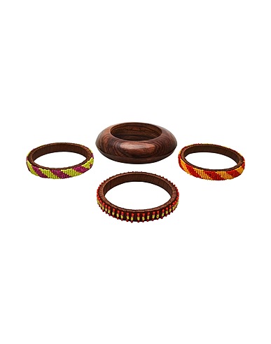 MALÌPARMI Bracciale Marrone Fibre tessili, Legno