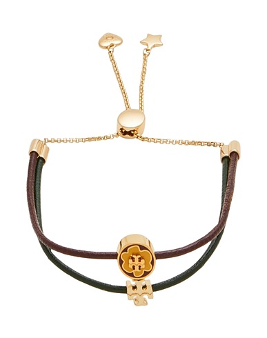 TORY BURCH Bracelet Dark green 62% Brass, 19% Leather, 18% Enamel, 1% Moonstone