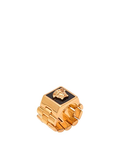 VERSACE Anillo Negro Metal