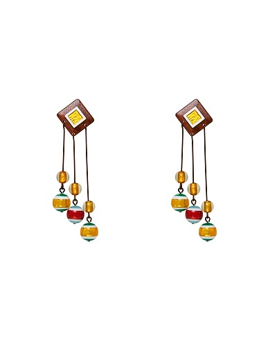 TORY BURCH Earrings Gold Metal, Wood