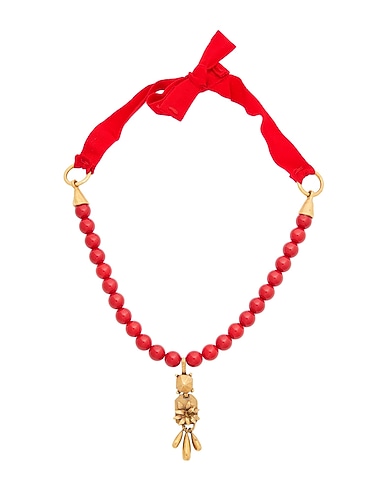 VALENTINO GARAVANI Necklace Red Textile fibres, Metal