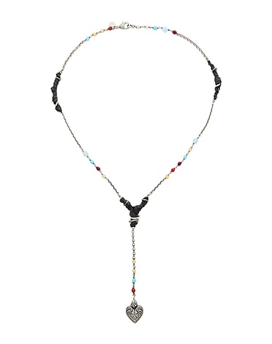 VALENTINO GARAVANI Necklace Silver Metal, Leather