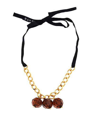 MARNI Necklace Brown Textile fibers, Metal