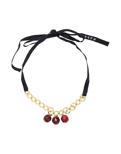 MARNI Necklace Burgundy Textile fibres, Metal