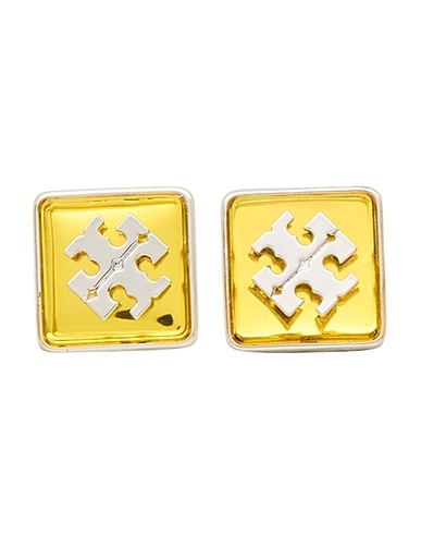 TORY BURCH Earrings Yellow Metal, Natural resin