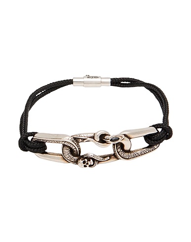 MCQUEEN Bracelet Black 100% Brass, Textile fibres