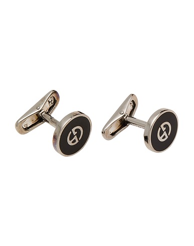 GIORGIO ARMANI Cufflinks and Tie Clips Black 90% Silver, 10% Enamel