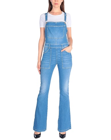 DONDUP Denim overall Blue 94% Cotton, 5% Polyester, 1% Elastane, Soft Leather