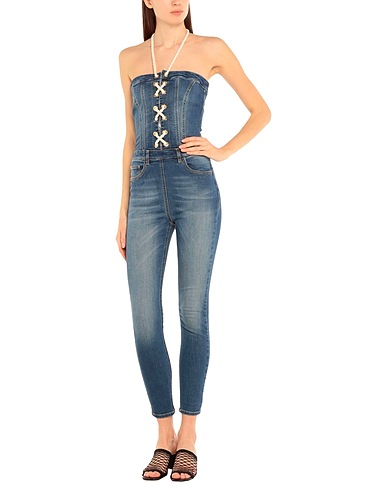 ELISABETTA FRANCHI Denim dungaree Blue 86% Cotton, 12% Polyester, 2% Lyocell