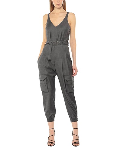 BRUNELLO CUCINELLI Jumpsuits and Dungarees Grey 100% Virgin Wool, Brass
