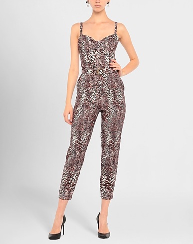 ELISABETTA FRANCHI Jumpsuits and Dungarees Light brown 96% Polyester, 4% Elastane