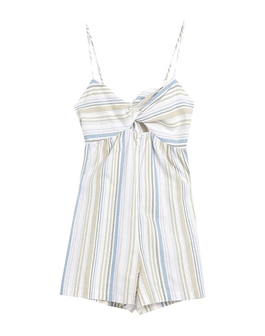 TOPSHOP Jumpsuits and Dungarees Topshop linen pastel stripe tie front playsuit 
 Ivory 55% Cotton, 31% Viscose, 14% Linen
