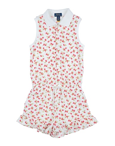 POLO RALPH LAUREN Tute, salopette e completi Strawberry Stretch Mesh Polo Romper  Bianco 98% Cotone, 2% Elastan