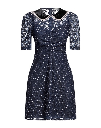 SANDRO Short dress Midnight blue 86% Polyester, 14% Metallic Polyester, Viscose, Glass, Brass