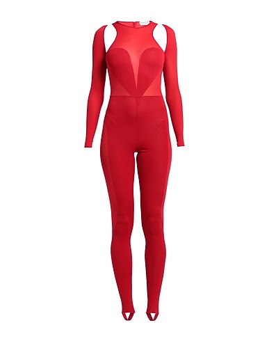 MCQUEEN Jumpsuits and Dungarees Red 66% Silk, 26% Polyamide, 8% Elastane