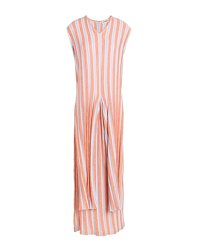 JIL SANDER Langes Kleid Orange 46% Schurwolle, 39% Leinen, 13% Viskose, 1% Polyamid, 1% Elastan