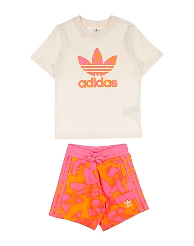 ADIDAS ORIGINALS Kids’ co-ord SHORT TEE SET
 Beige 100% Cotton, Elastane, Recycled polyester
