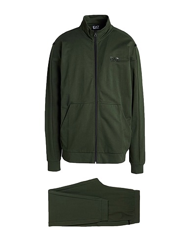 EA7 Tuta Sportiva Verde militare 100% Cotone, Elastan