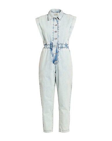 ROŸ ROGER'S Denim dungaree Blue 100% Cotton, Mother-of-pearl