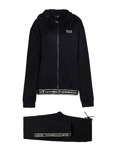 EA7 Tracksuit Black 50% Polyester, 24% Cotton, 23% Modal, 3% Elastane, Metallic fiber