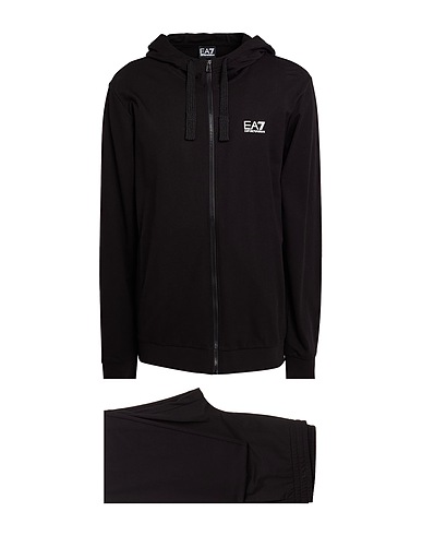 EA7 Tuta Sportiva Nero 100% Cotone, Elastan