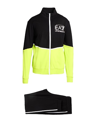 EA7 Tuta Sportiva Nero 100% Cotone, Elastan