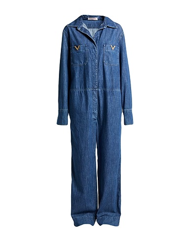 VALENTINO GARAVANI Salopette jeans Blu 100% Cotone, Pelle di vitello