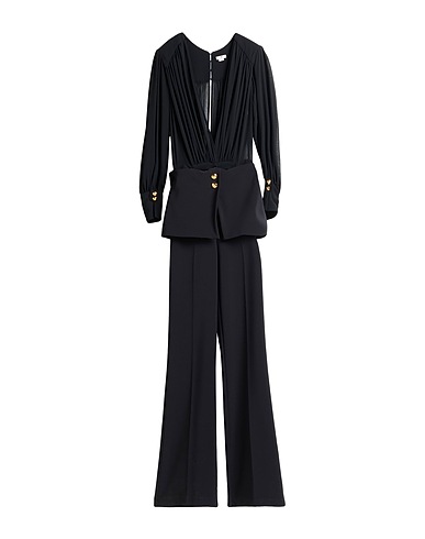 ELISABETTA FRANCHI Jumpsuits and Dungarees Black 100% Polyester, Elastane