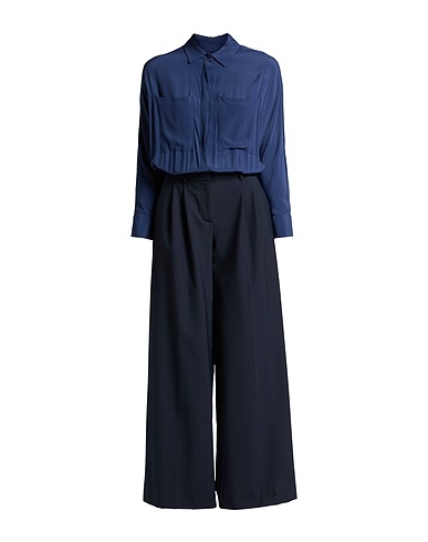 SEMICOUTURE Jumpsuits and Dungarees Navy blue 53% Polyester, 43% Virgin Wool, 4% Elastane, Acetate, Silk