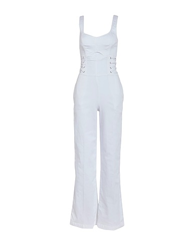 LIU •JO Jumpsuits and Dungarees White 66% Cotton, 30% Polyester, 4% Elastane