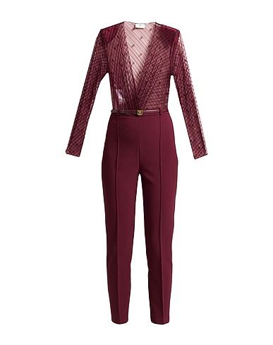 ELISABETTA FRANCHI Jumpsuits and Overalls Burgundy 85% Polyamide, 15% Elastane, Polyester