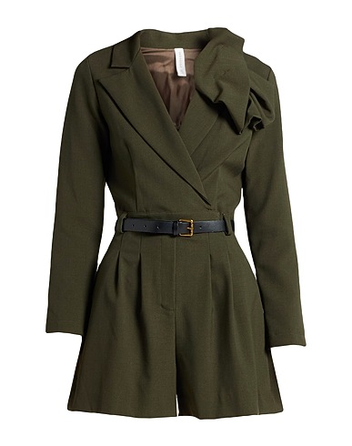 TENSIONE IN Jumpsuits and Overalls Military green 68% Polyester, 28% Viscose, 4% Elastane