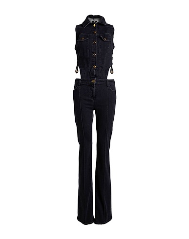 ELISABETTA FRANCHI Denim dungaree Black 98% Cotton, 2% Elastane