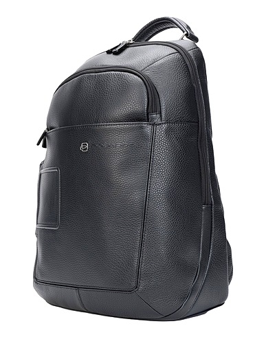 PIQUADRO Rucksacks Black Soft Leather, Textile fibres