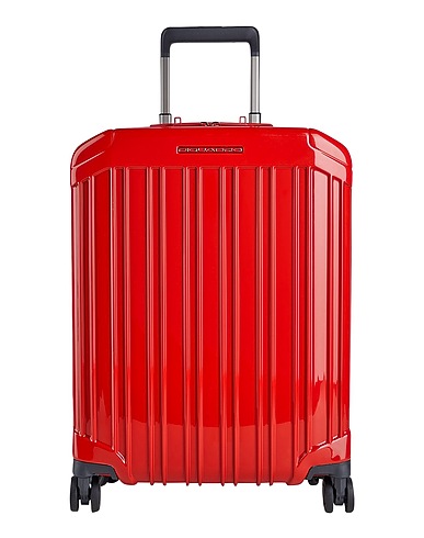 PIQUADRO Trolleys & Koffer Rot Leder, EVA (Äthylen, Vinyl, Azetat), Nylon, Polyester, Metall