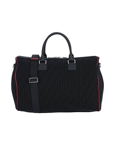 FENDI Bolso de viaje Negro Fibras textiles, Piel de ternera