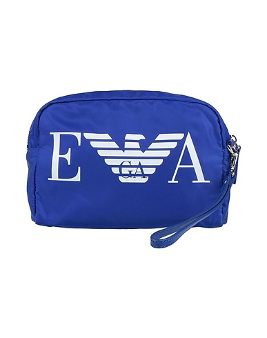 EMPORIO ARMANI Beauty case Bright blue 100% Polyamide, Bovine leather, Polyurethane