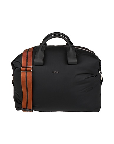 ZEGNA Luggage Black Textile fibres, Soft Leather