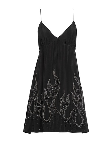 PALM ANGELS Short dress Black 100% Cupro, Aluminum