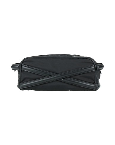 MCQUEEN Beauty case Black Leather, Textile fibres