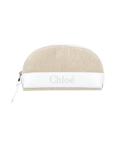 CHLOÉ Beauty case Sand 100% Linen, Calfskin