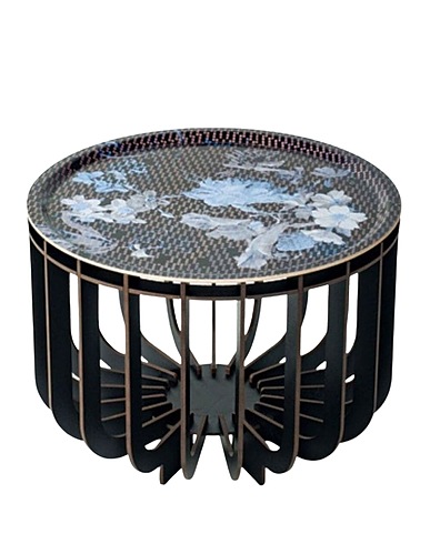 IBRIDE Τραπεζάκι Ibride Extra-Muros Medusa 46 OUTDOOR coffee table with Saphir tray diam. 46 cm. Πολύχρωμο Επικαλυμμένο πλαστικό